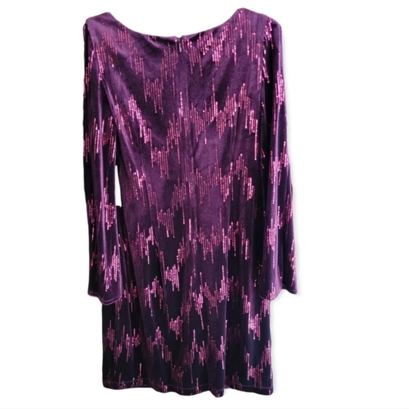 Jessica Howard Burgundy Sequined Velvet Cold Shoulder Shift Dress‎ Plus Size 22 - Picture 2 of 8